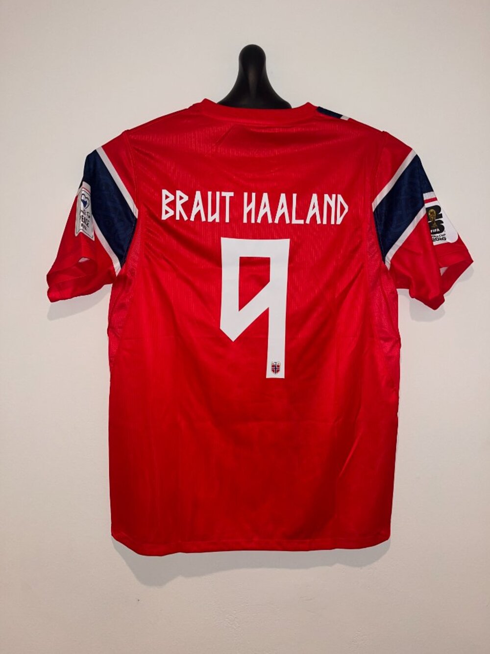 Erling Haaland #9 Norway World Cup 2026 Jersey Red All Patches Men's S — 2XL